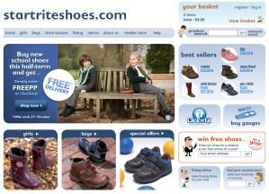 Start-Rite shoes homepage screen grab